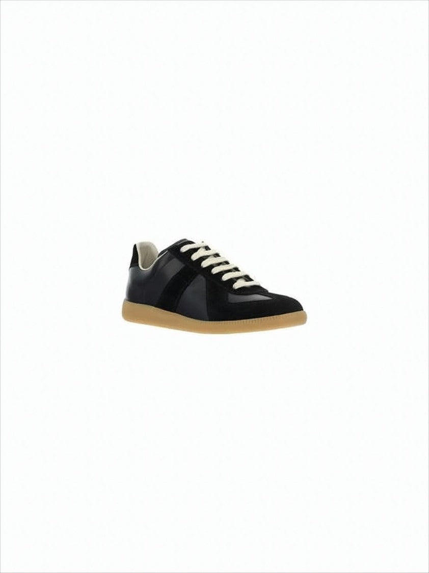 Maison Margiela Sleek Black Suede And Leather Low-Top Sneakers