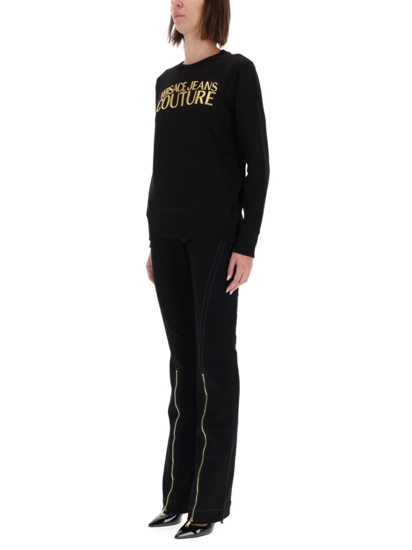 Versace Jeans Couture Black Bold Metallic Logo Sweatshirt