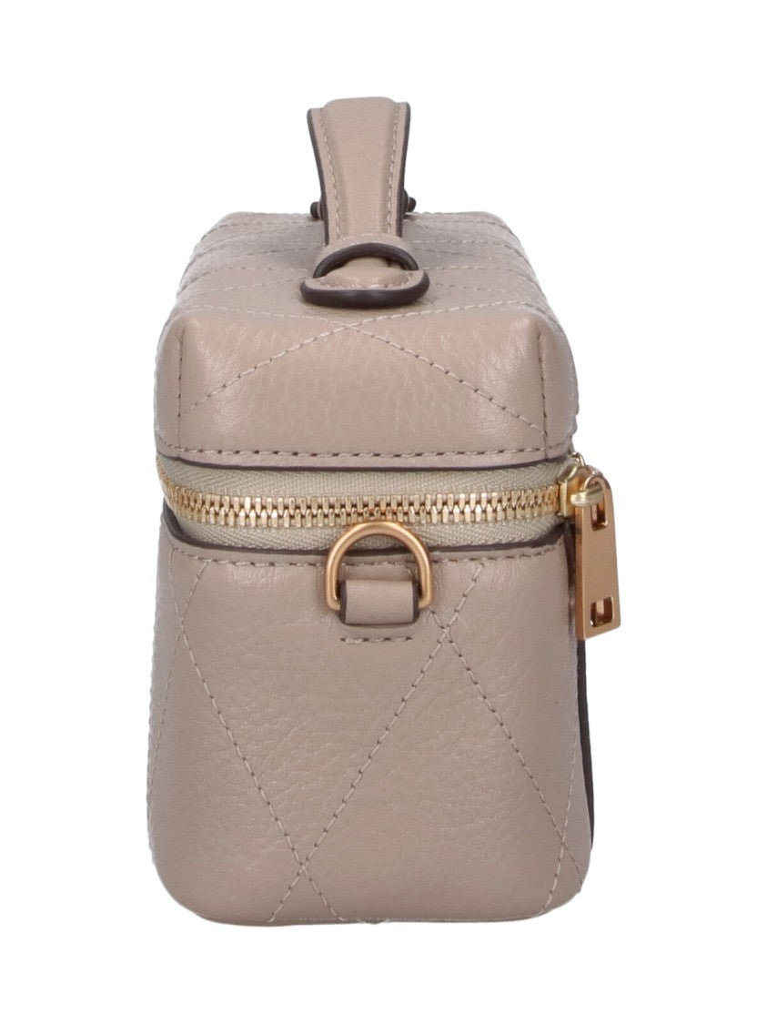 Tory Burch Grey Leather Kira Diamond Top Handle Bag