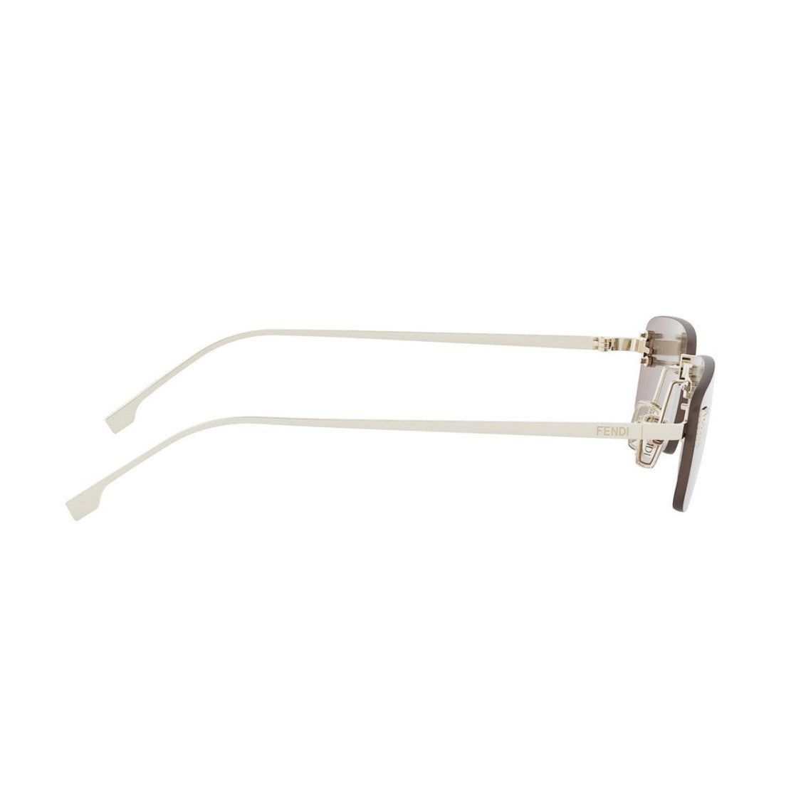 Fendi Gold Fendi First Crystal Metal Rectangular Sunglasses