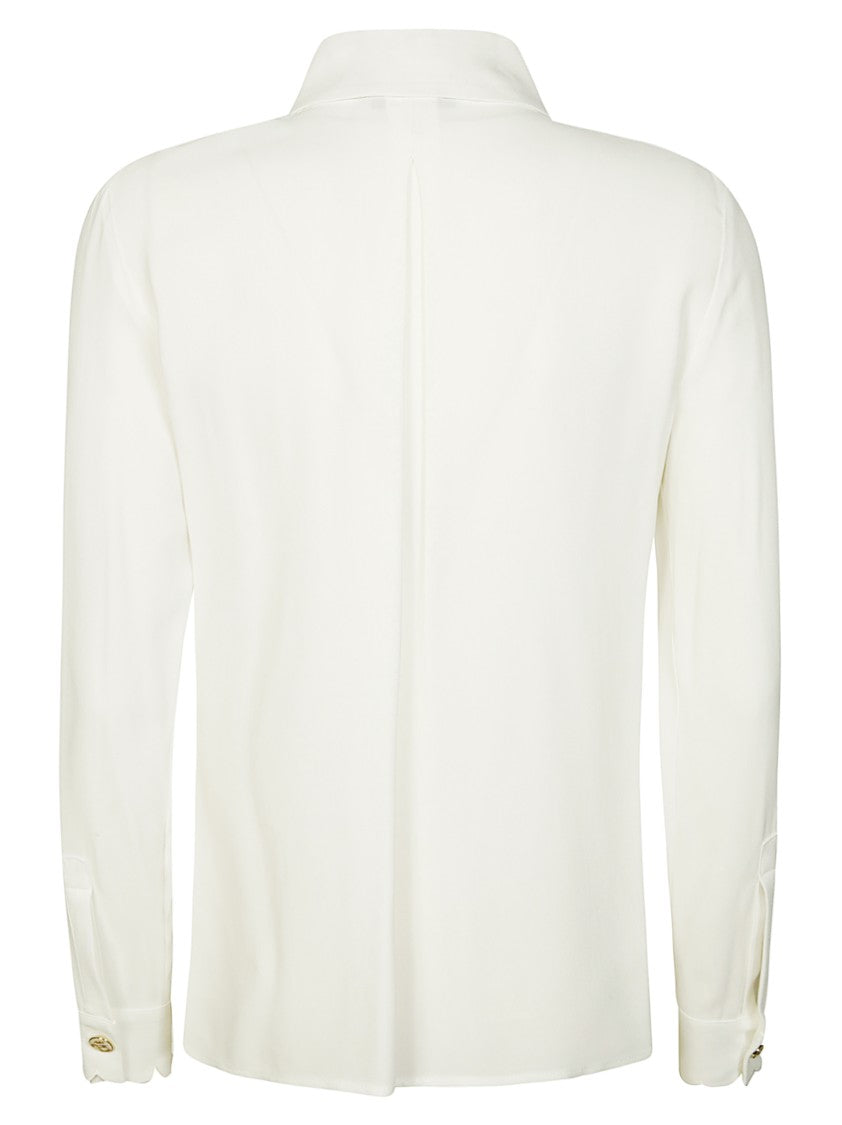 Elisabetta Franchi White Silk Blouse With Scalloped Trim