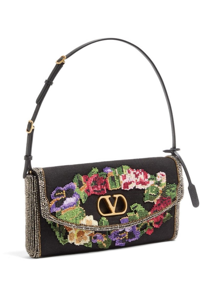 Valentino Garavani Multicolor Rectangular Floral Beadwork Shoulder Bag