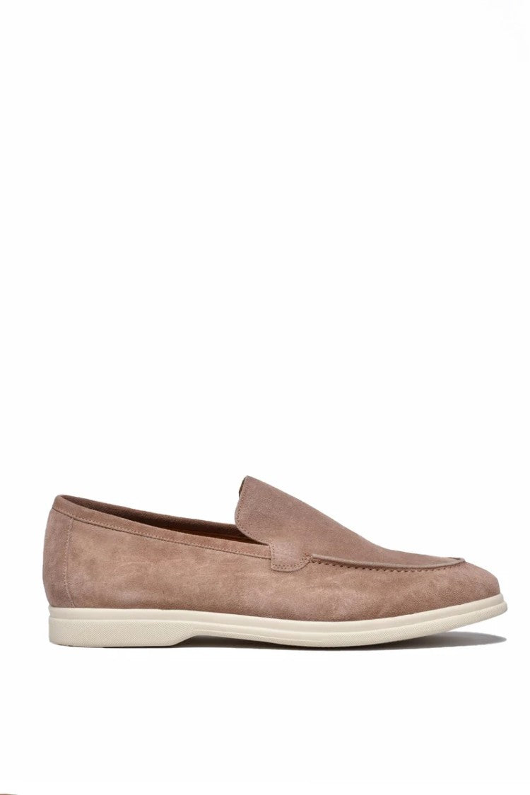 Tagliatore Suede Moccasin With Rubber Sole - Taupe