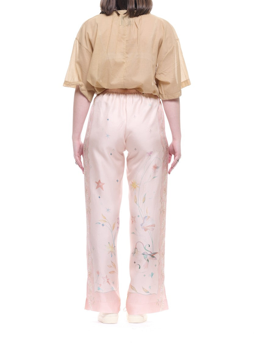 Forte Forte Roseo Pink Wide-Leg Silk Trousers