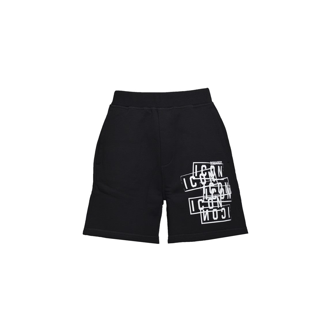 Dsquared2 Black Cotton Icon Stamps Relax Bermuda Shorts