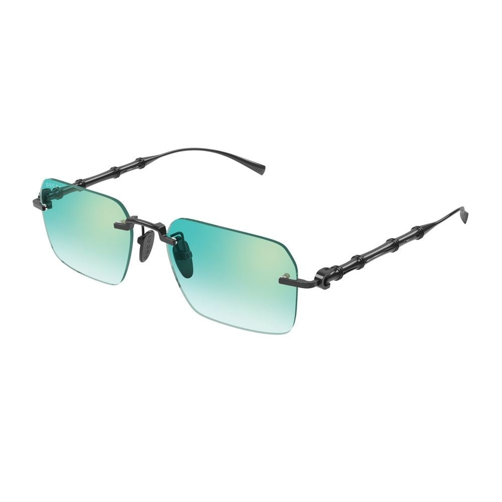 Gucci Rimless Gunmetal Sunglasses With Bamboo Motif And Gradient Lenses Gg2154s Linea Sign