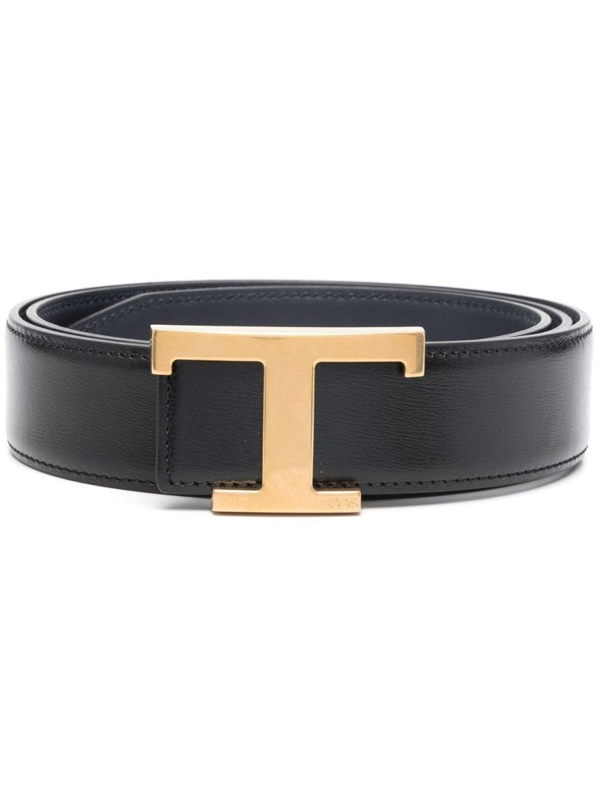 Tod's Adjustable Black Calf Leather Belt