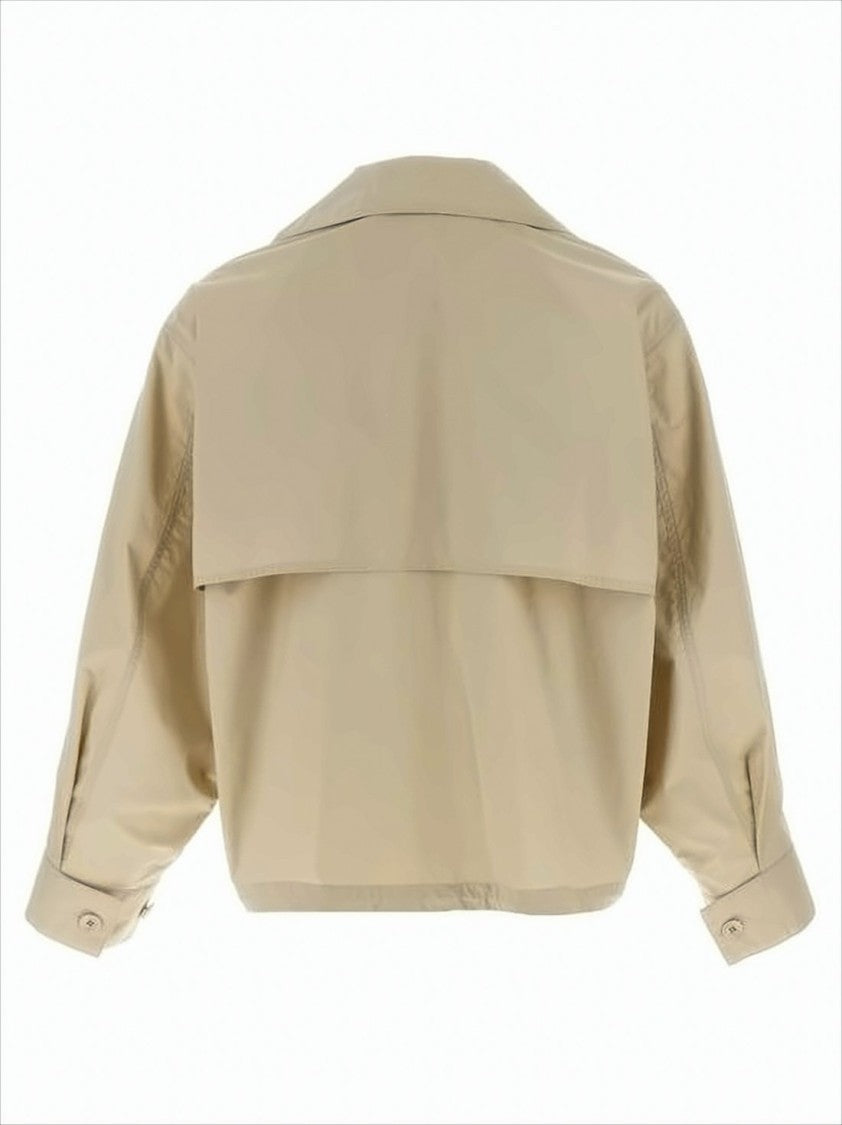 Lemaire Cropped Double-Breasted Boxy Jacket In Neutral Beige