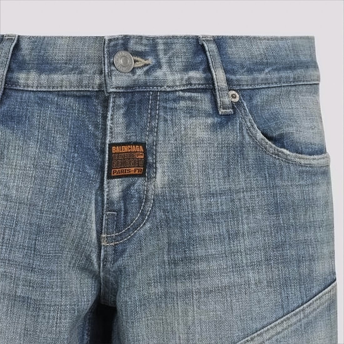 Balenciaga Light Blue Distressed Denim Pants With Classic Five-Pocket Design