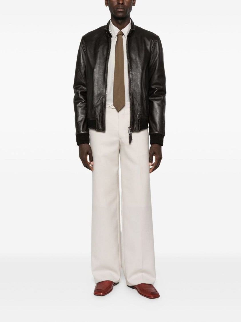 The Jack And Jackie Leathers Brown Leather Jacket And Calfskin Finish