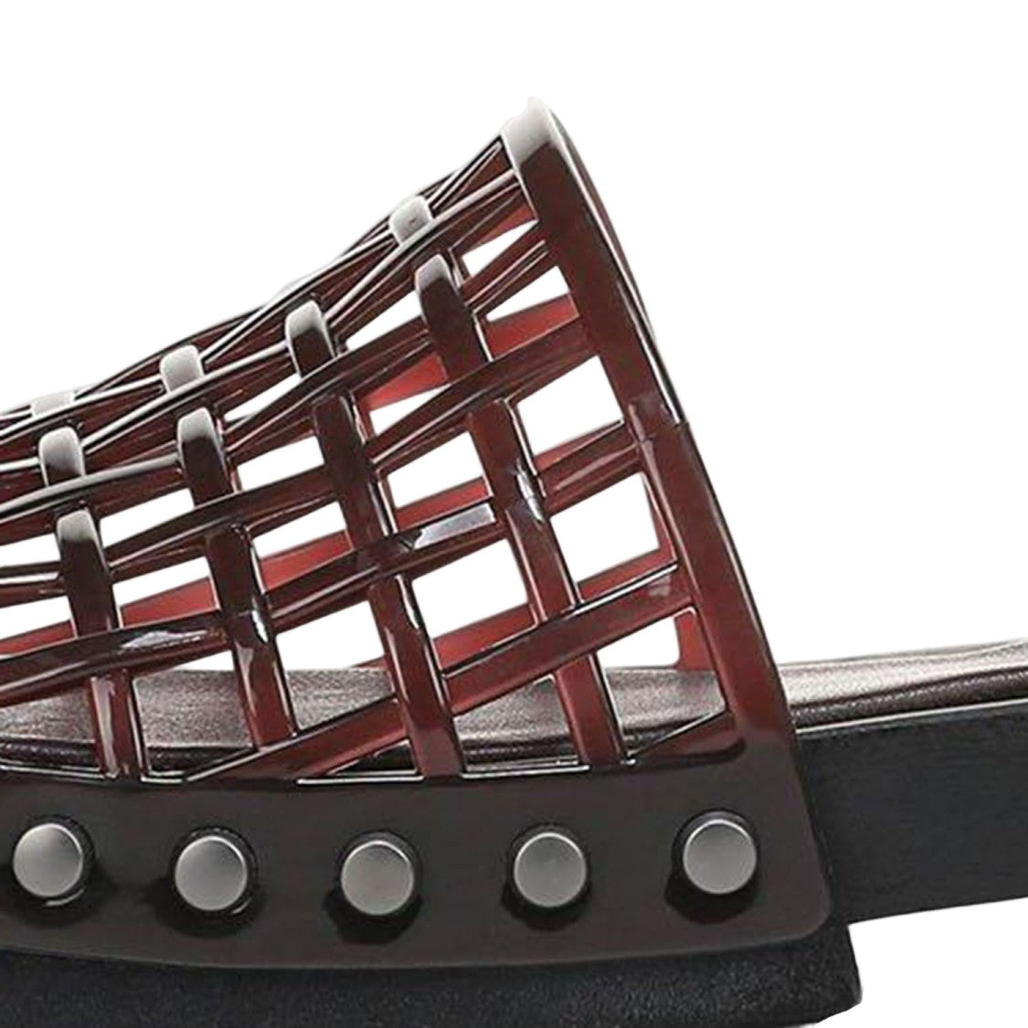 Vince Brown Mesh Sandals With Side Studs