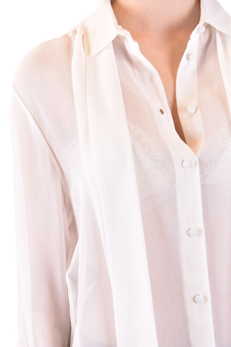 Philosophy Di Lorenzo Serafini Sheer White Shirt Collar Draped Scarf
