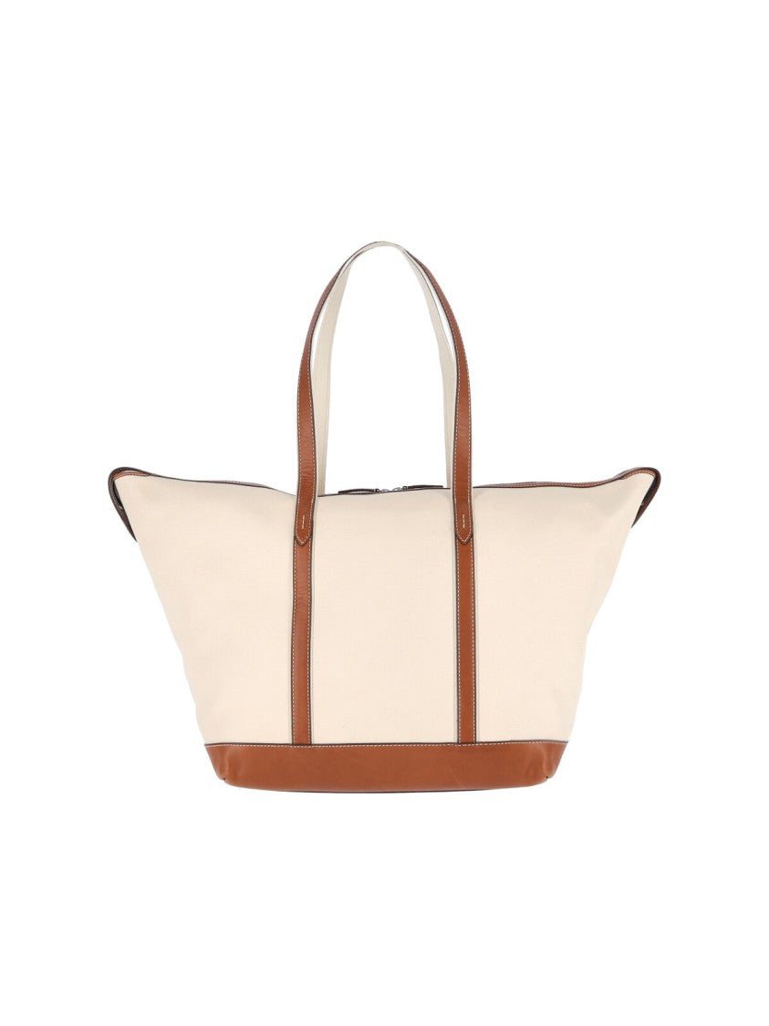Polo Ralph Lauren Beige Logo Cotton-Blend Tote Bag