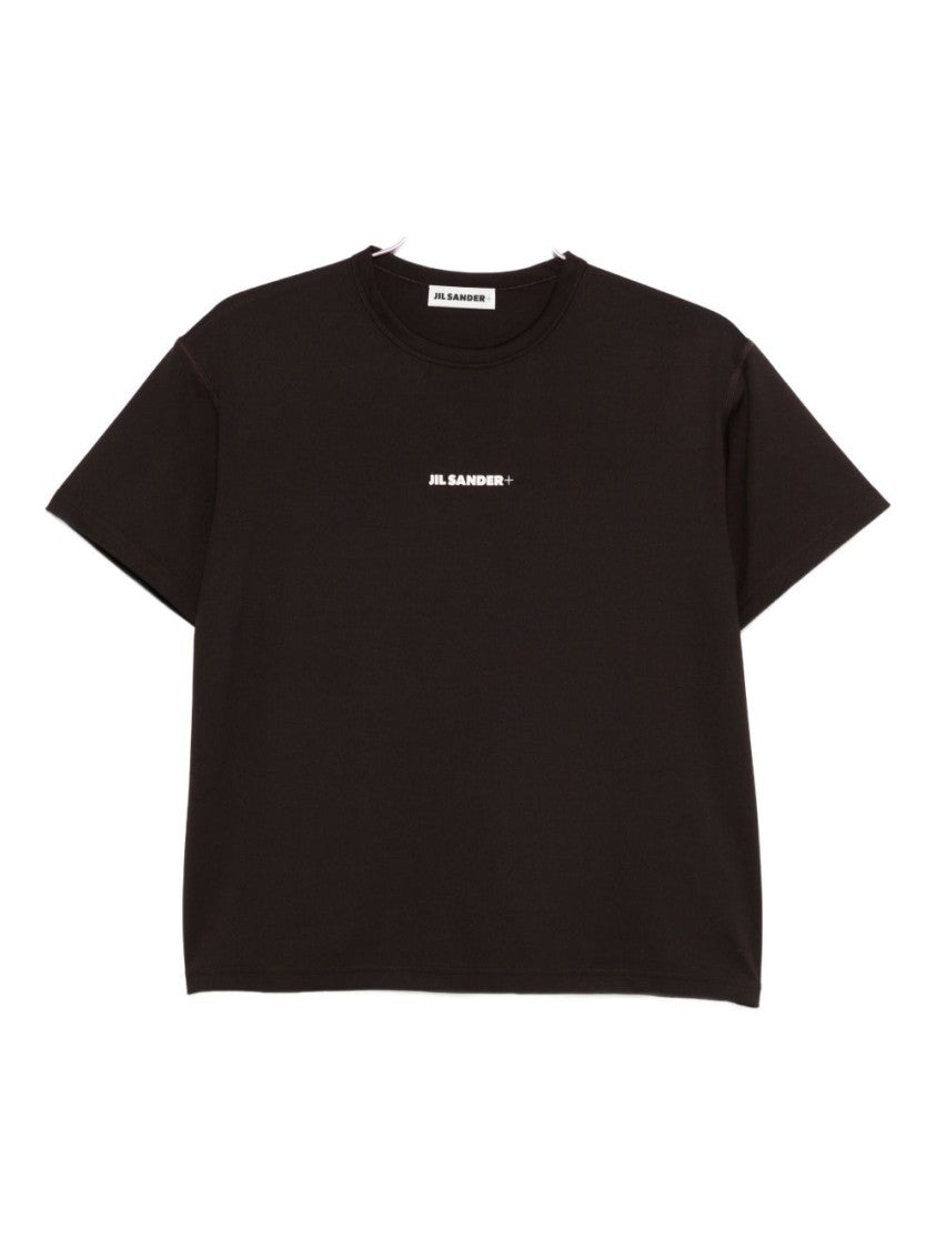 Jil Sander Boxy-Fit Brown T-Shirt With Centered Logo Print