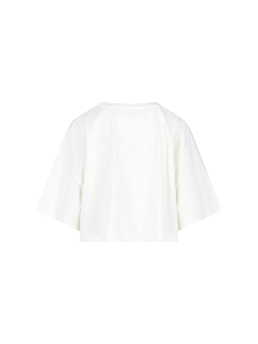 Chloé White Cotton Crop Top With Bold Logo Print