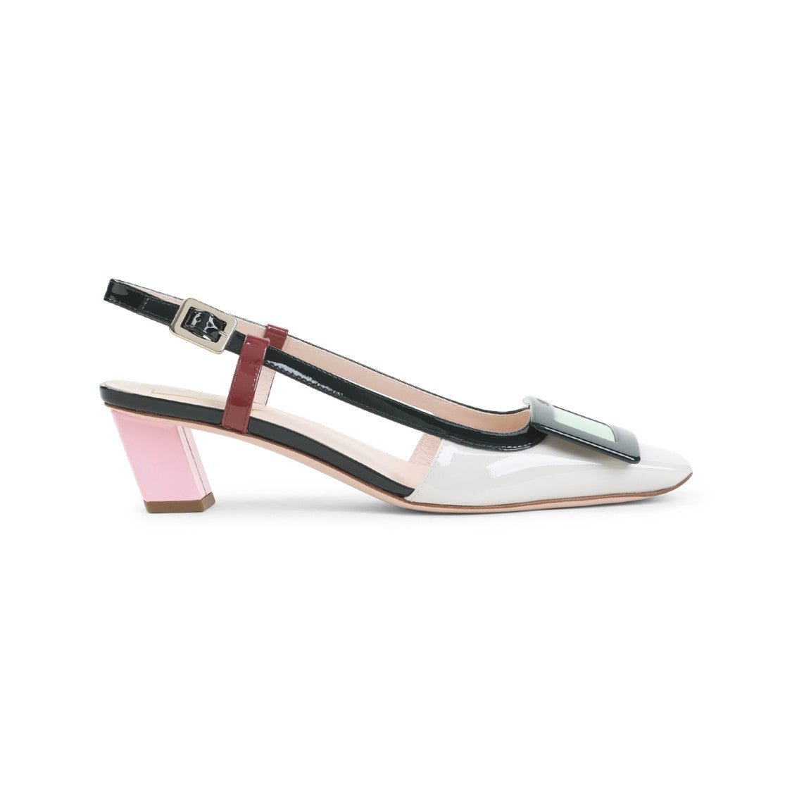 Roger Vivier Multicolor Squared Toe Pumps With Adjustable Strap