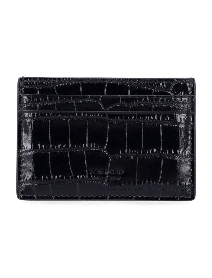 Tom Ford Croco Embossed Leather Cardholder
