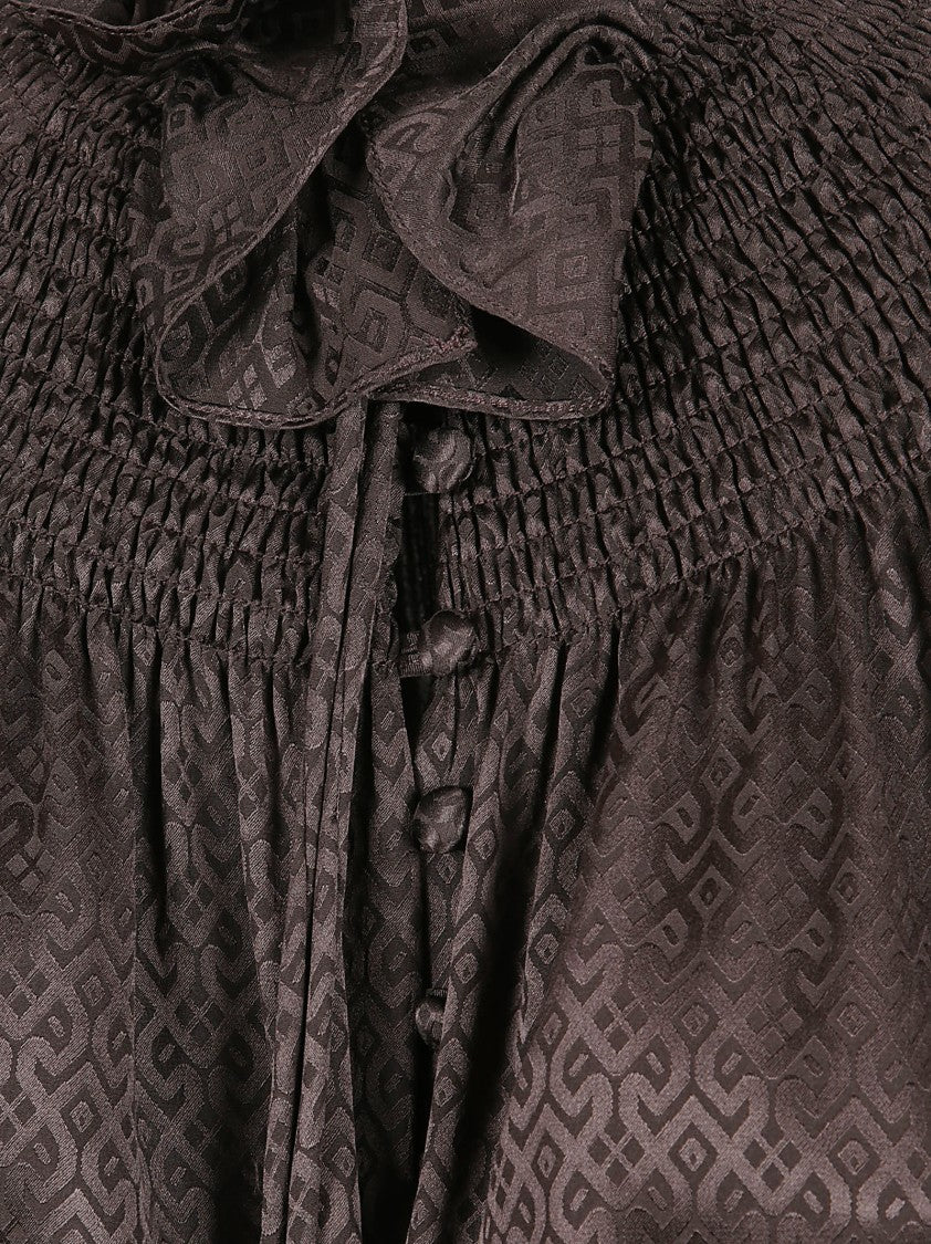 Burberry Geometric Jacquard Weave Jacket With Ruffled Neckline