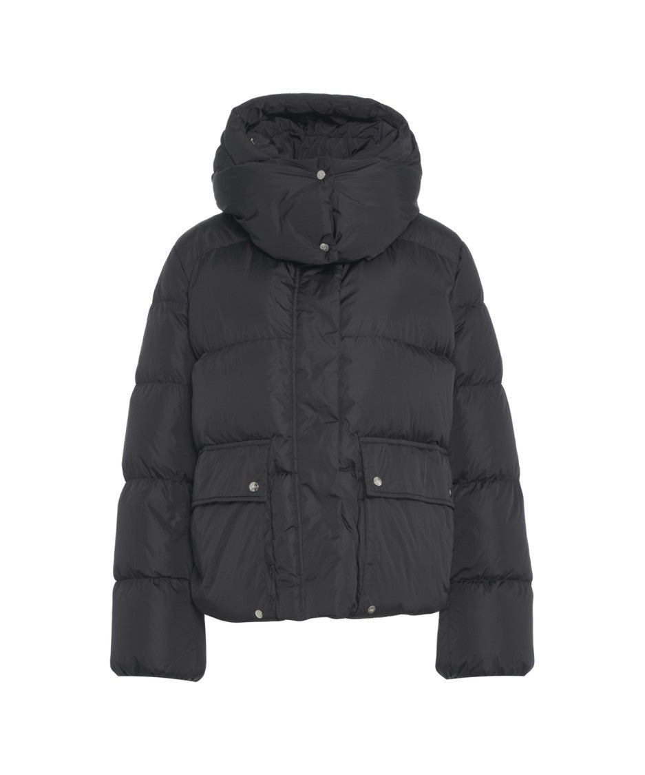 Add Quilted Puffer Jacket With High Collar And Hood