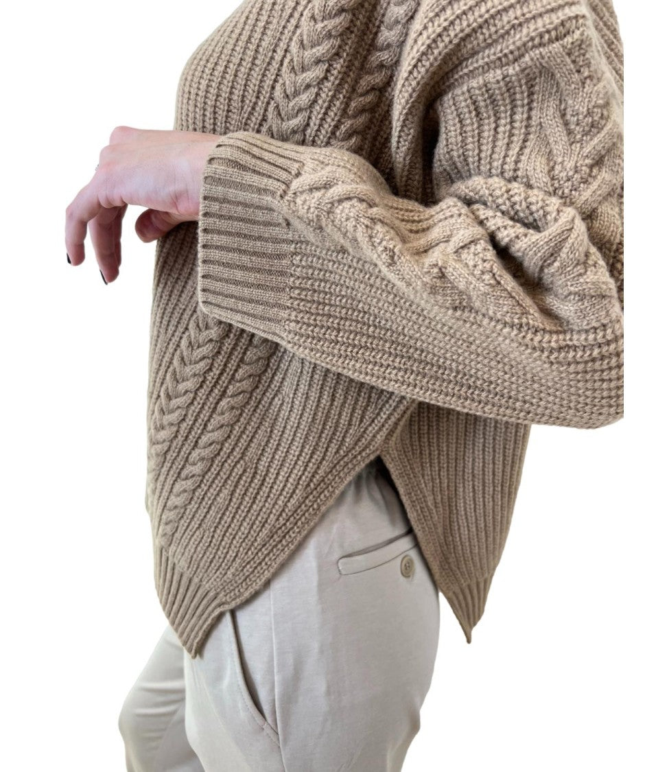 Max Mara Textured Cable Knit Sweater With High Neckline