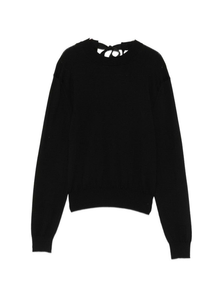 Lanvin Fitted Black Sweater With Silk And Nylon Blend