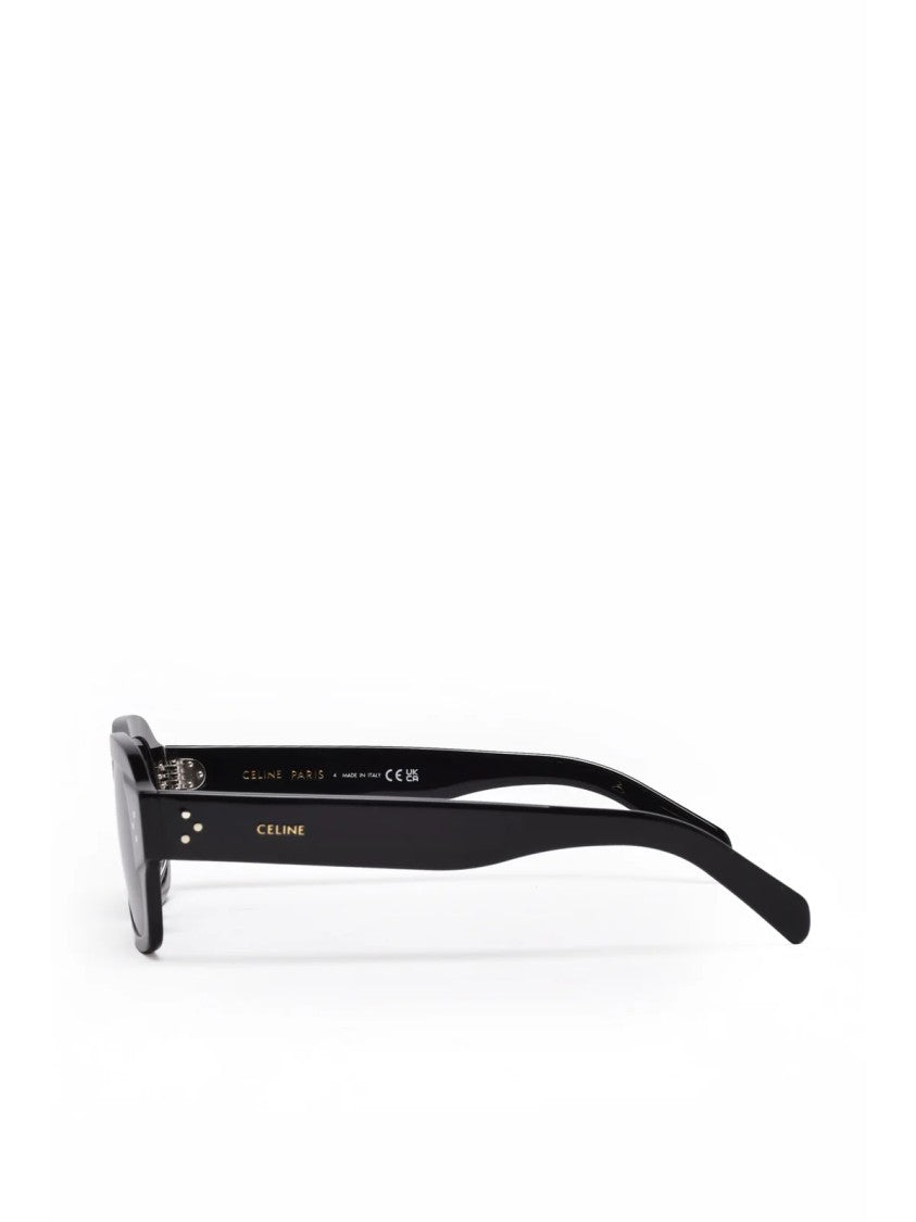 Celine Black Minimalist Rectangular Recycled Acetate Sunglasses