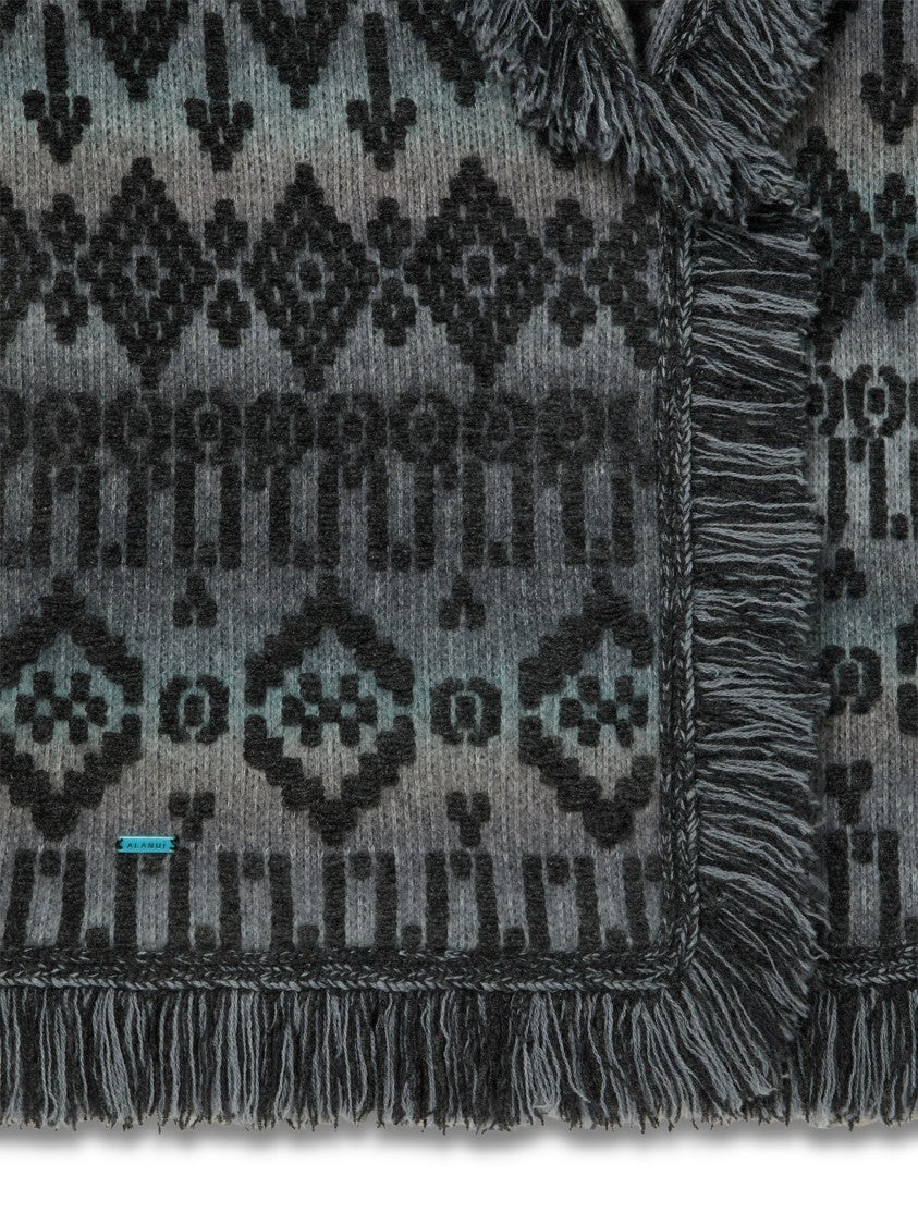 Alanui Fringe-Trimmed Geometric Knit Cardigan