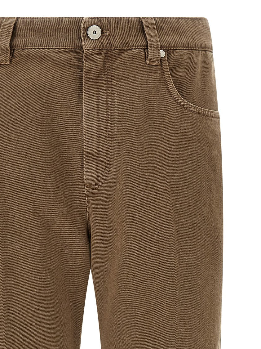 Brunello Cucinelli Straight Leg Denim Trousers With Front Pleat Design