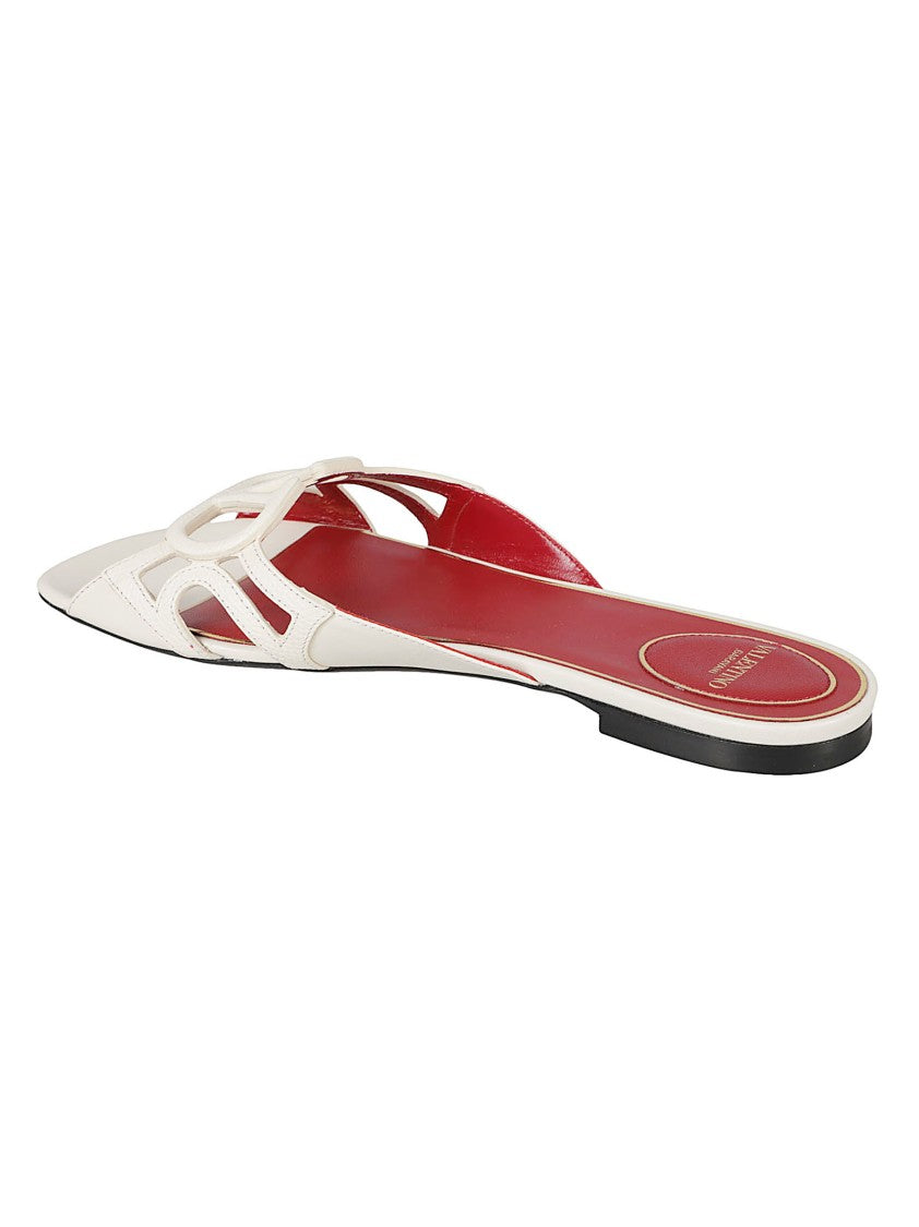 Valentino Garavani White Open-Toe Leather Sandals