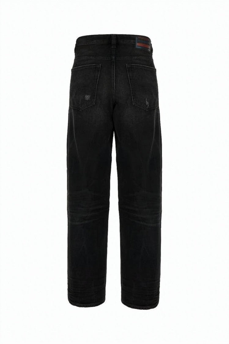 Diesel Relaxed Fit Washed Black Denim Pants With Tapered Leg