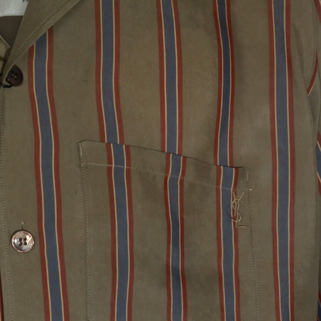 Saint Laurent Short-Sleeve Relaxed Fit Striped Shirt With Classic Collar
