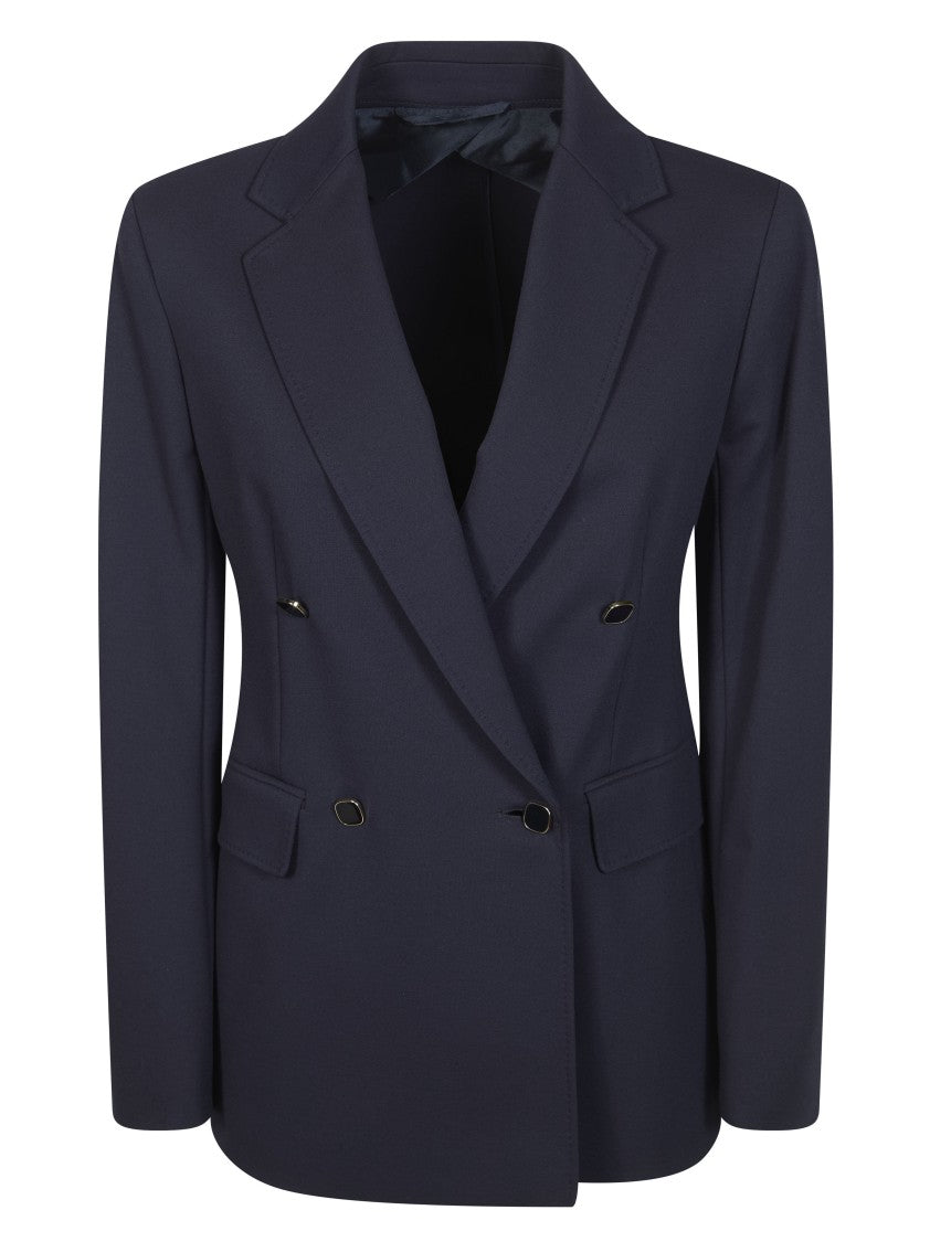 Max Mara Blue Riviera Double Breasted Jersey Jacket
