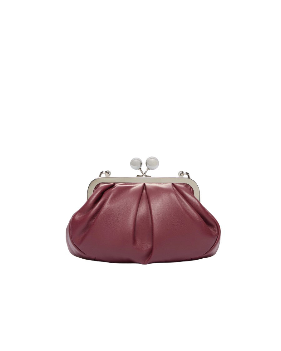 Max Mara Small Pleated Lamb Leather Clutch With Chain Strap