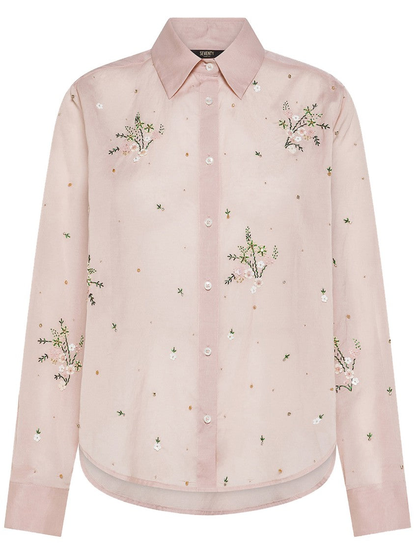 Seventy Venezia Light Pink Floral Embroidery Shirt
