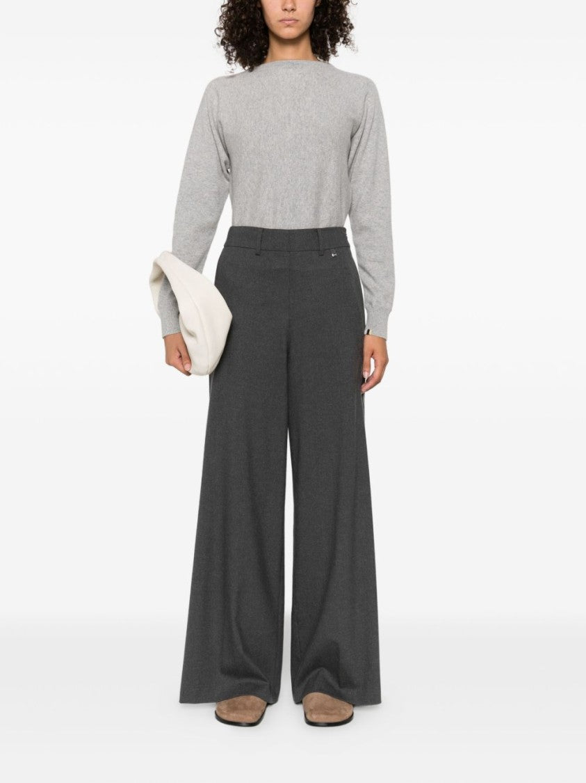 Herno Wide-Leg Gray Trousers With High Waist