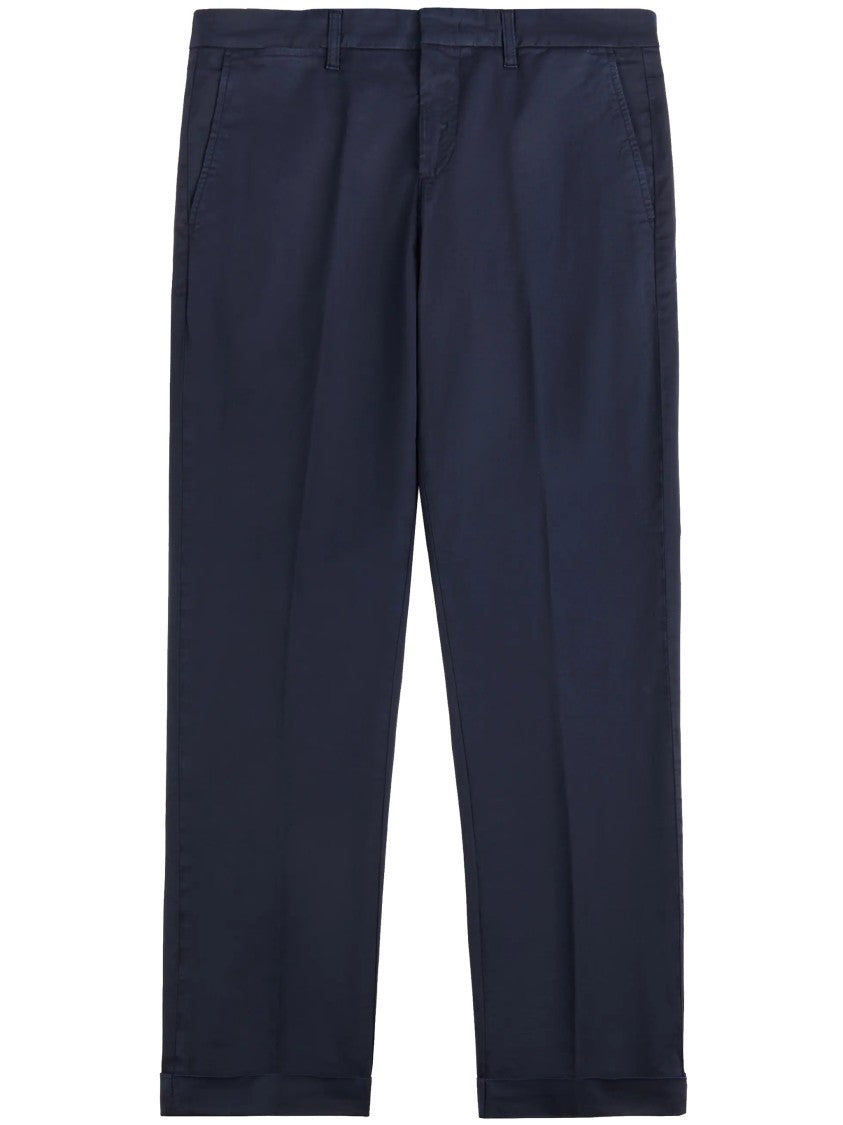Fay Tailored Slim Fit Blue Cuffed Pants