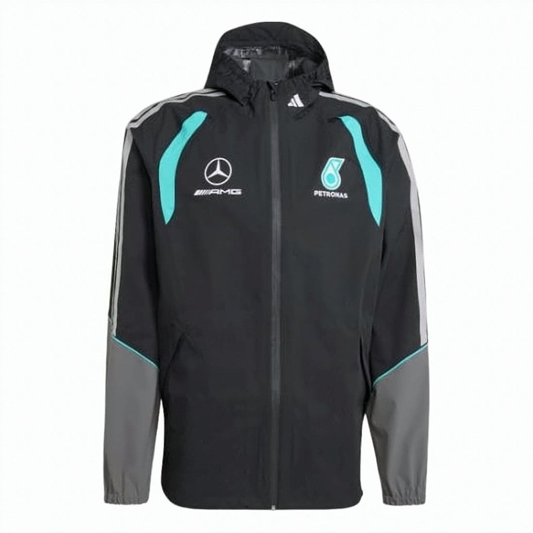 Adidas Sporty Black Jacket With Turquoise Accents