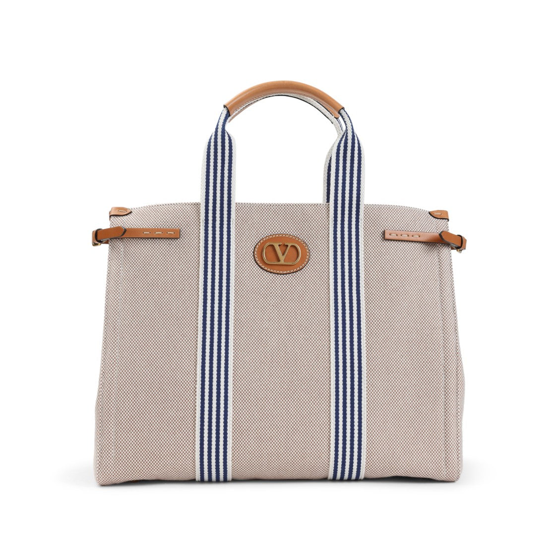 Valentino Antibes Large Beige Canvas Shoulder Bag