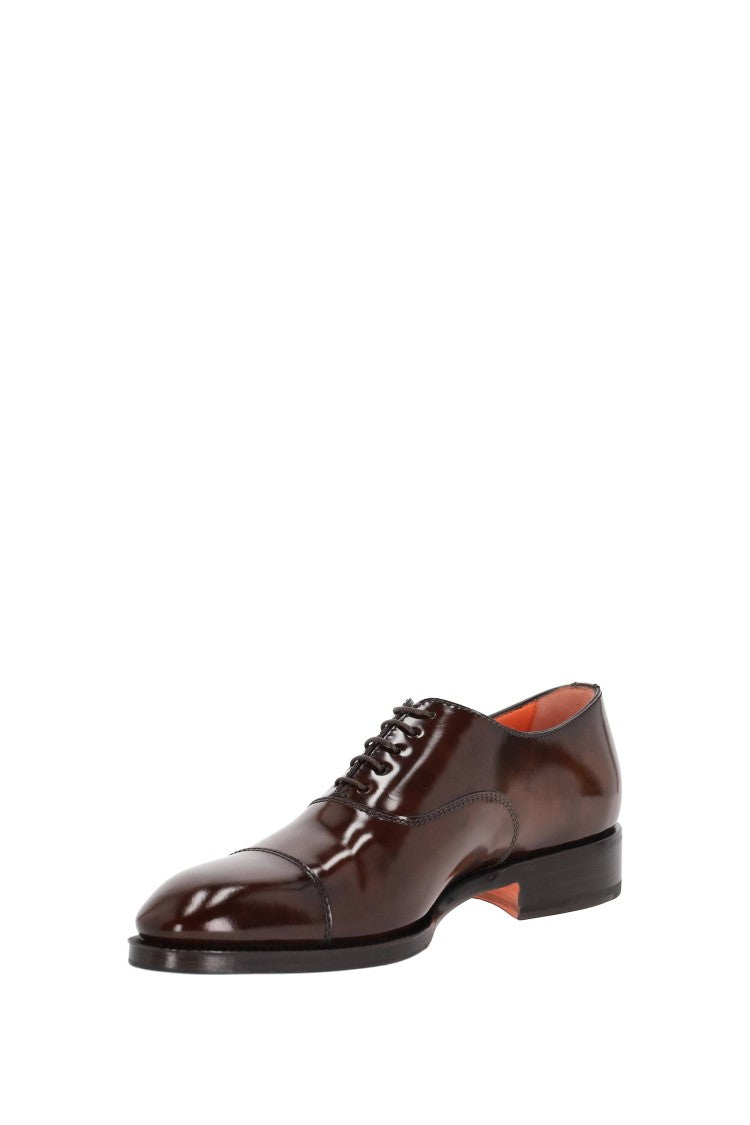 Santoni Brushed Calf Leather Lace-Ups