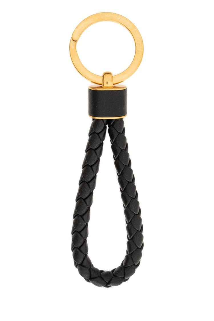 Bottega Veneta Braided Lambskin Leather Keyring With Gold-Tone Metal Ring