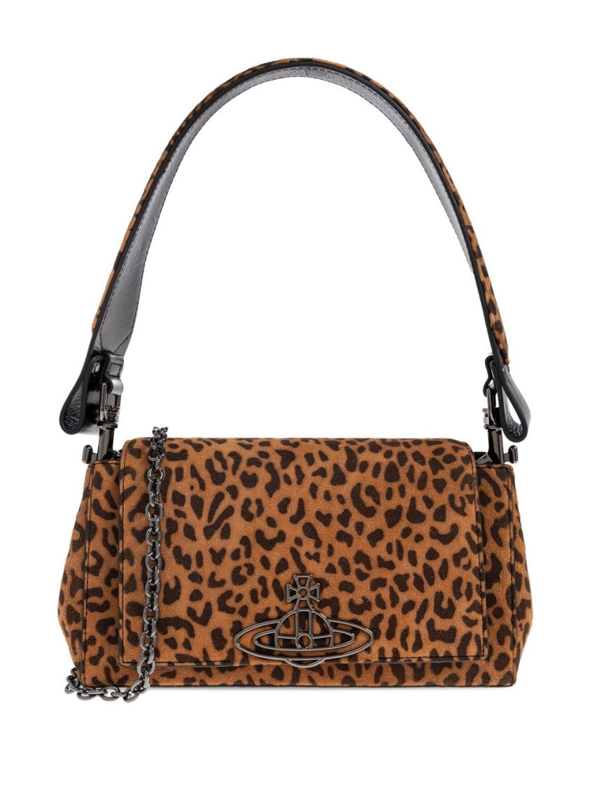 Vivienne Westwood Brown Leopard Print Bag With Orb Detail
