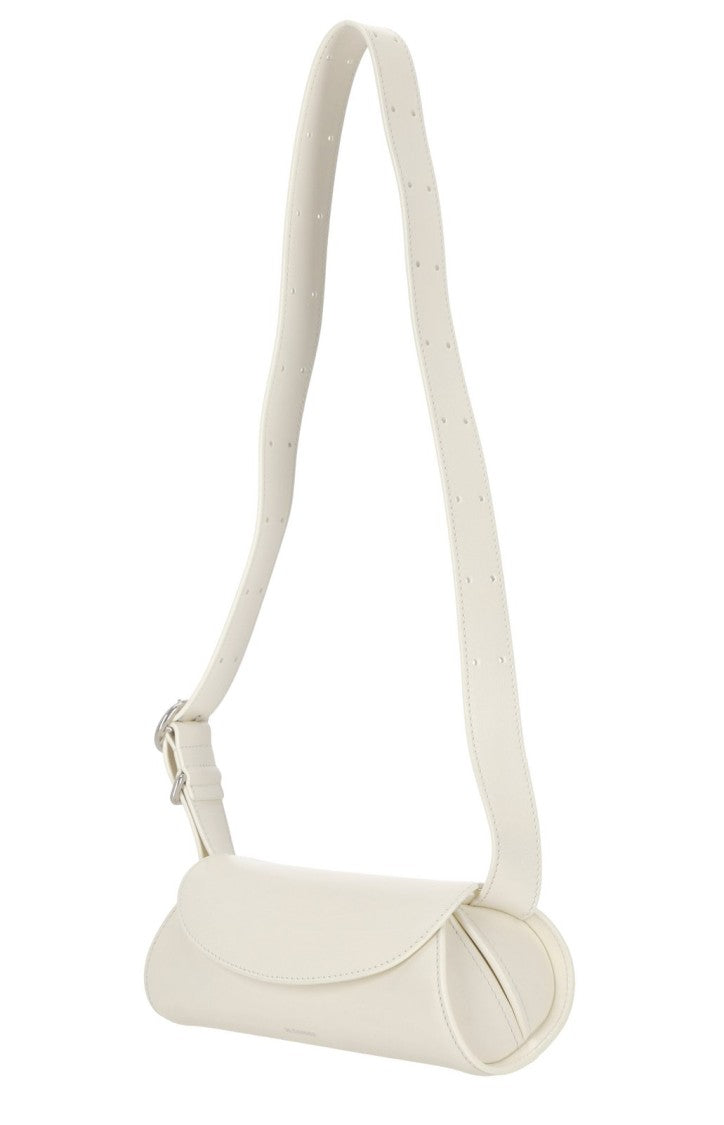 Jil Sander Curved Flap Shoulder Bag In Smooth Calf Leather