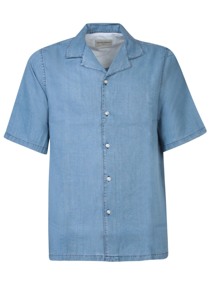 Officine Generale Blue Cotton Shirt