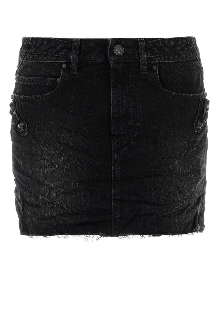 Balenciaga Black Denim Mini Skirt