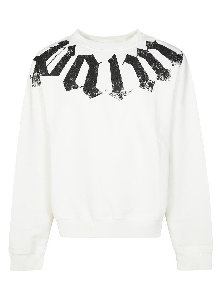 Palm Angels White Big Neck Logo Cropped Sweatshirts