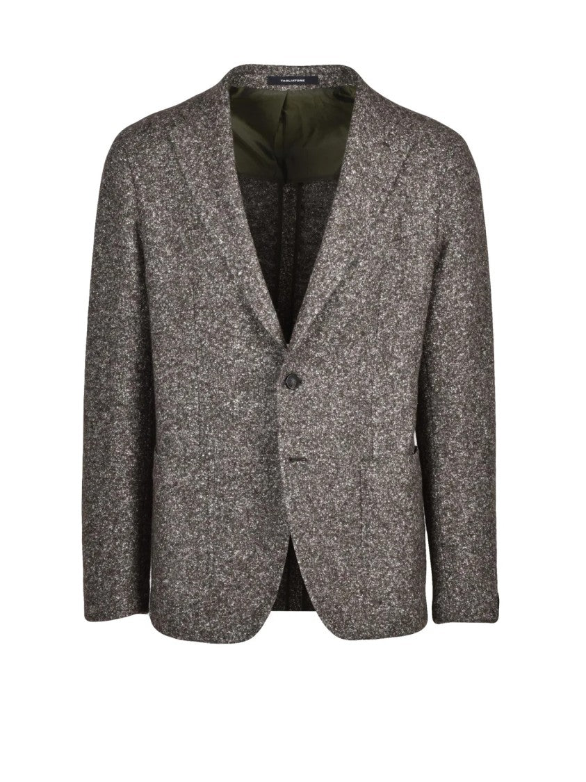 Tagliatore Grey Bouclé Virgin Wool-Silk Jacket