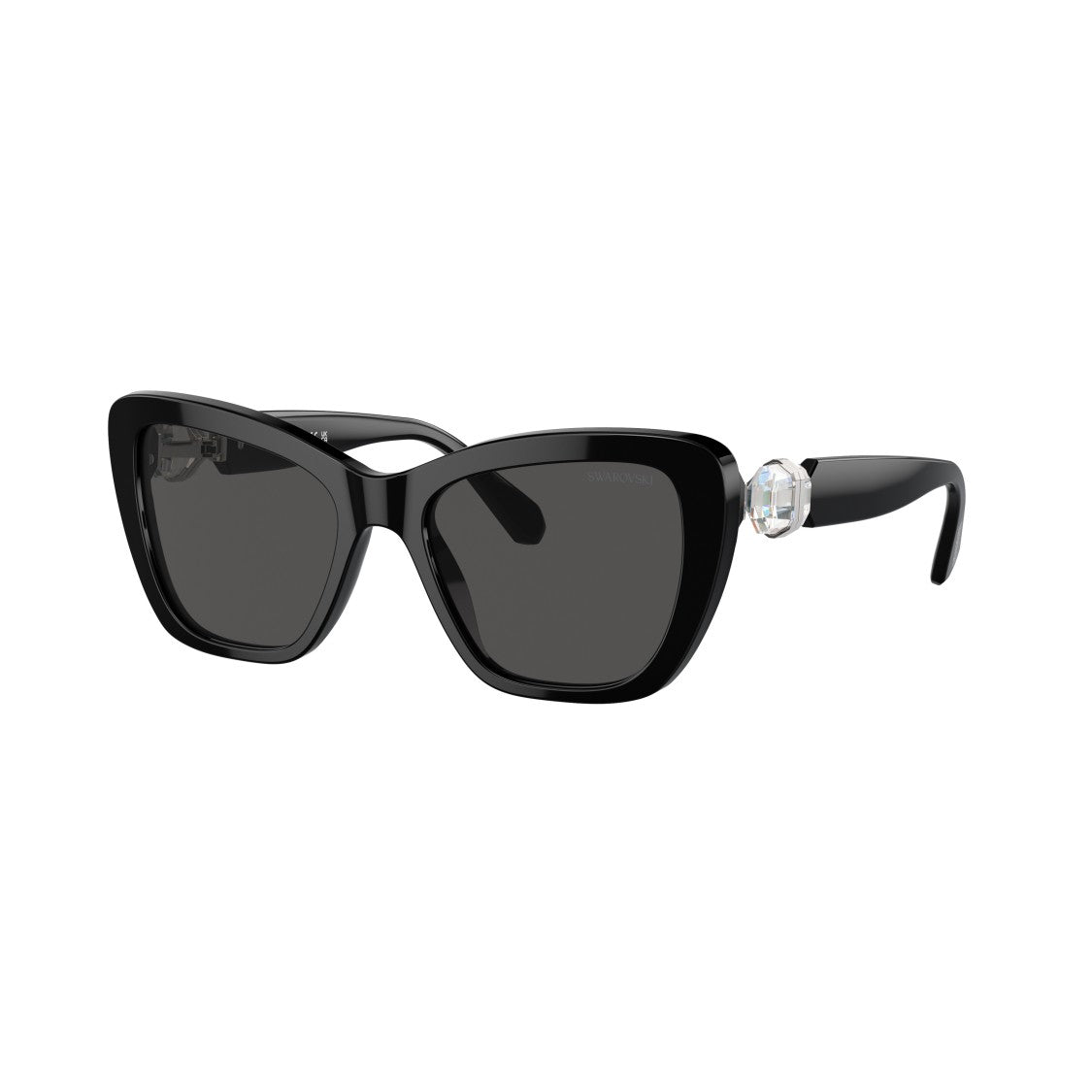 Swarovski 0Sk6018 Oversized Black Cat-Eye Sunglasses With Crystal Embellishments
