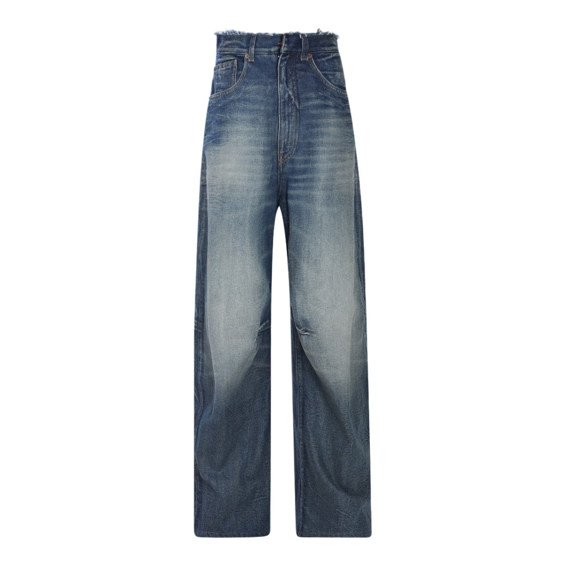 Mm6 By Maison Margiela High-Waisted Jeans With Frayed Waistband