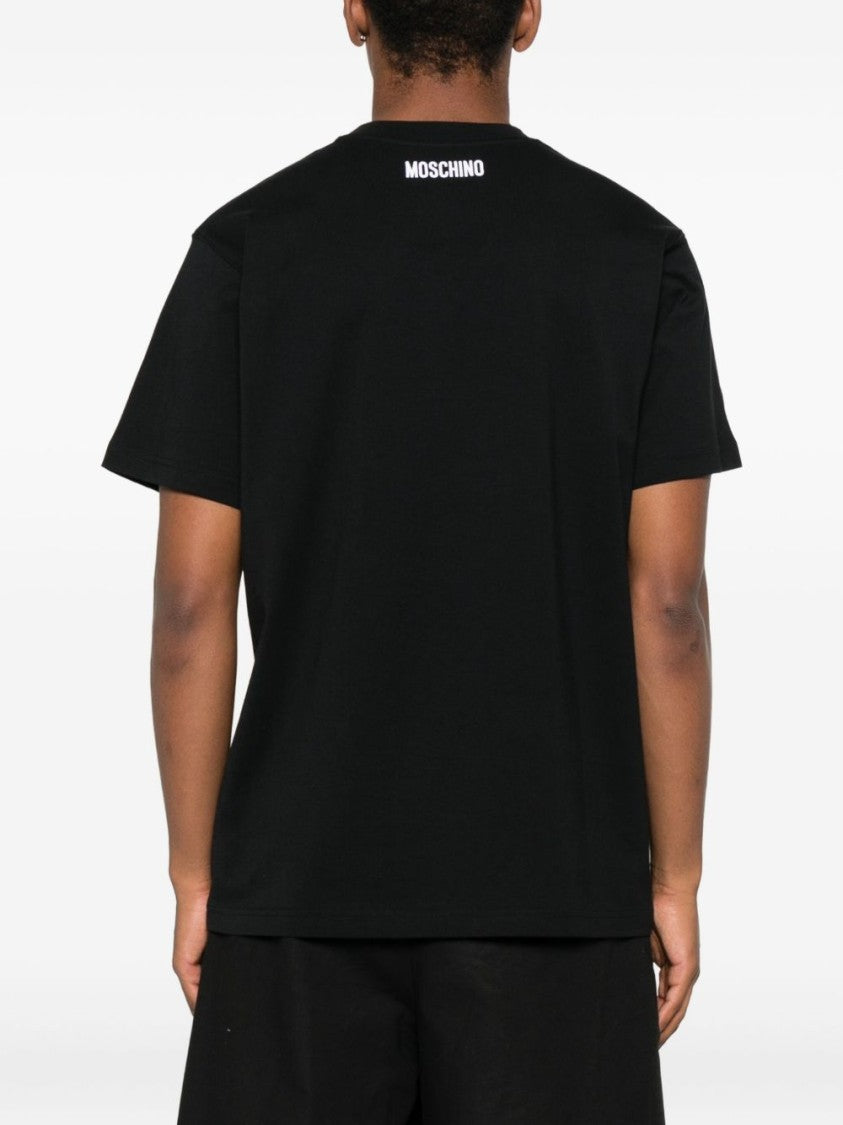 Moschino Black Embroidered Goose Detail Cotton T-Shirt