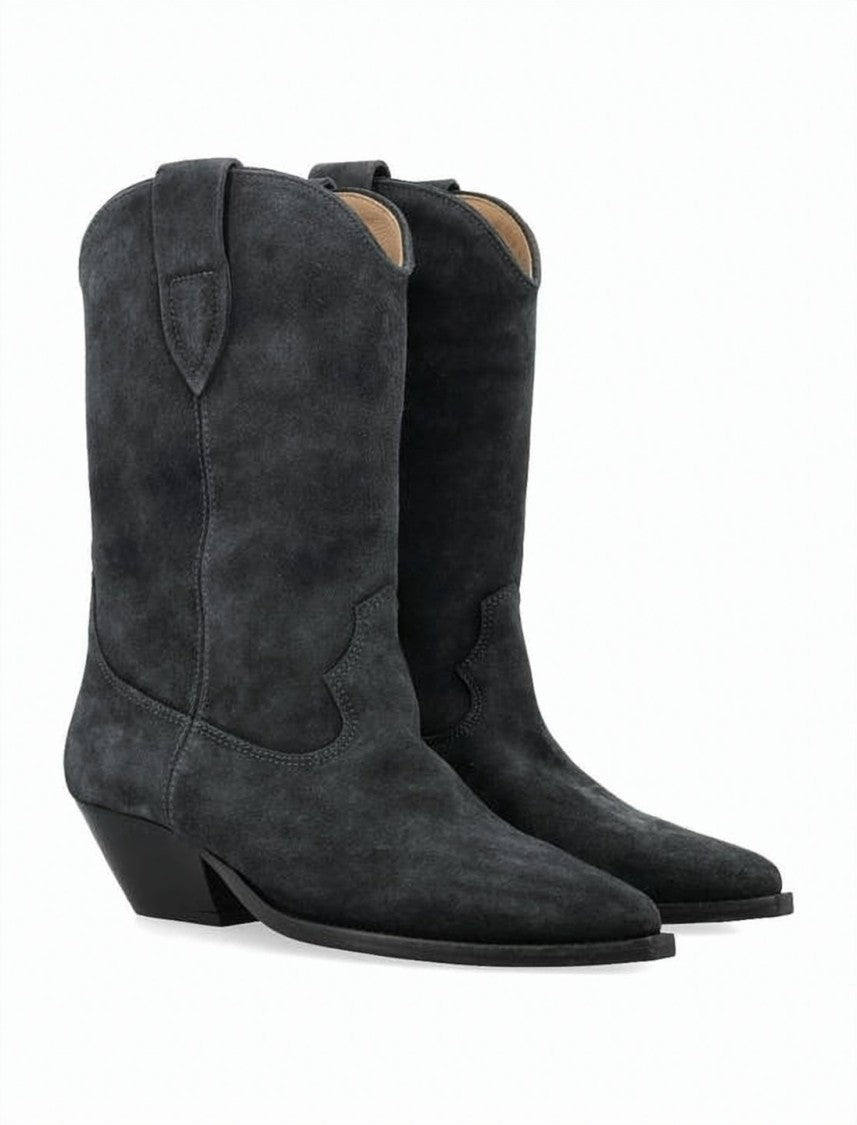 Isabel Marant Mid-Calf Suede Leather Cowboy Boots